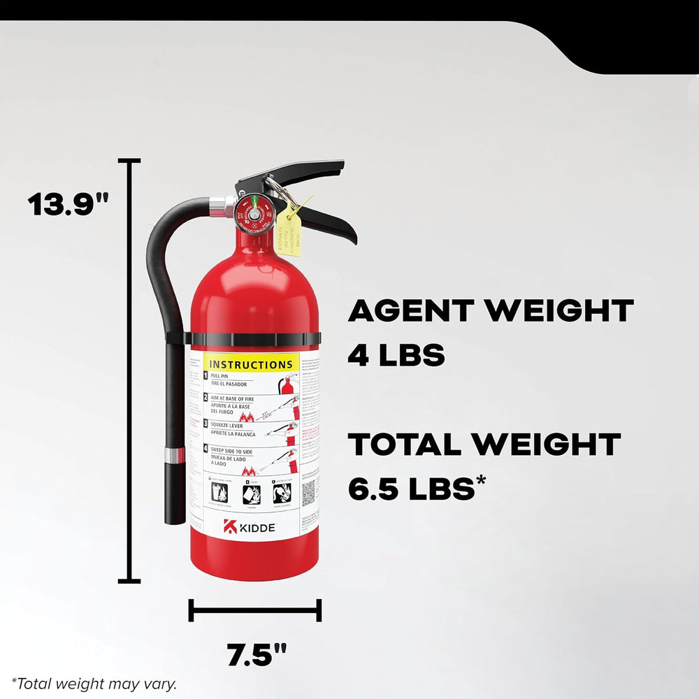 Kidde Pro 210 Commercial Fire Extinguisher, 2-A:10-B:C, PRO-4MP-1, 1 Pack