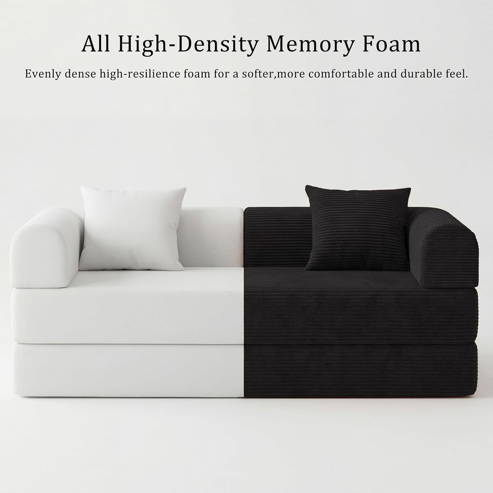 Futon Sofa Bed Modular Loveseat Sleeper Folding Pull Out Couch with Pillows, ...