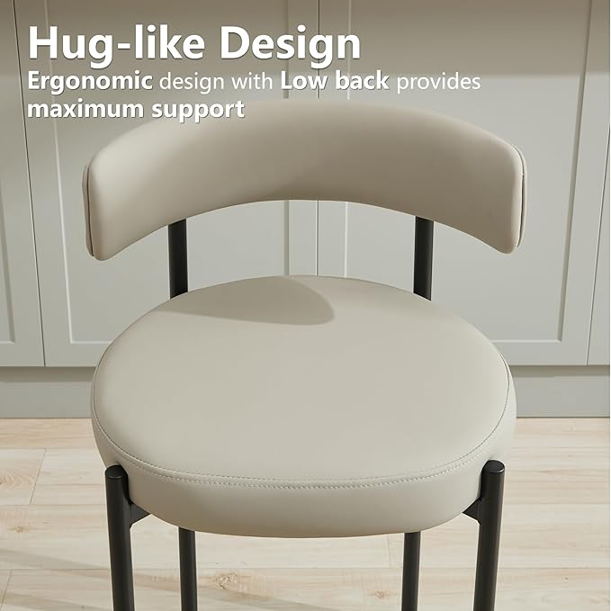 Faux Leather Dining Chairs Set of 4, Mid Century Modern Dining Room Chairs wi...