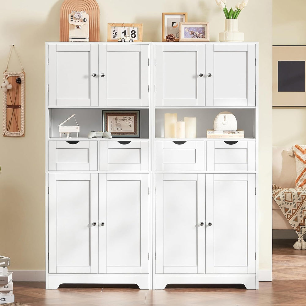 TEENFON 57.8" H Tall Bathroom Storage Cabinet with 4 Doors & 2 Adjus...