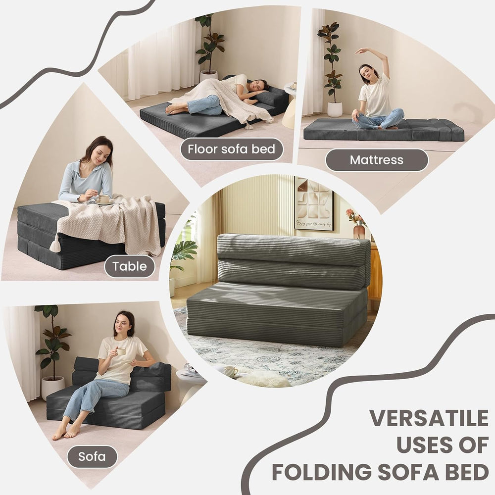 JUIKURY Folding Sofa Bed, Convertible Sleeper Chair with Pilow Foldable Matre...