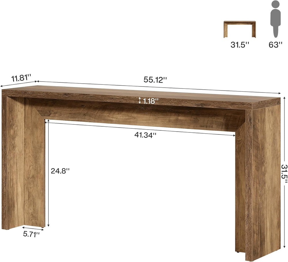 Tribesigns 55-Inch Farmhouse Console Table, Wooden Couch Table Behind Sofa wi...