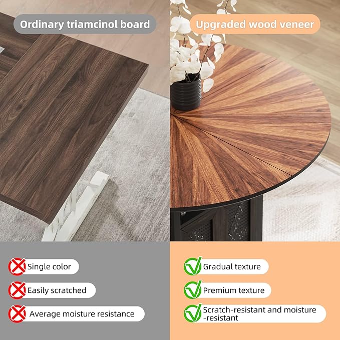 47" Round Dining Table Set for 4-6 People, Large Farmhouse Kitchen Dinin...