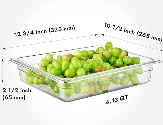 CURTA 6-Pack 1/2 Size 2.5" Deep NSF Polycarbonate Food Pans | Dishwasher...