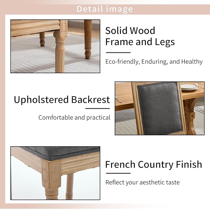 French Country Dining Chairs Set of 2, Gray Kitchen & Dining Room Chairs ...