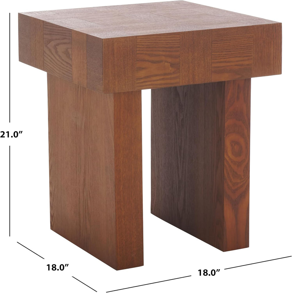 SAFAVIEH Home Collection Famoni Walnut Brown 2-Leg Square Top End Table