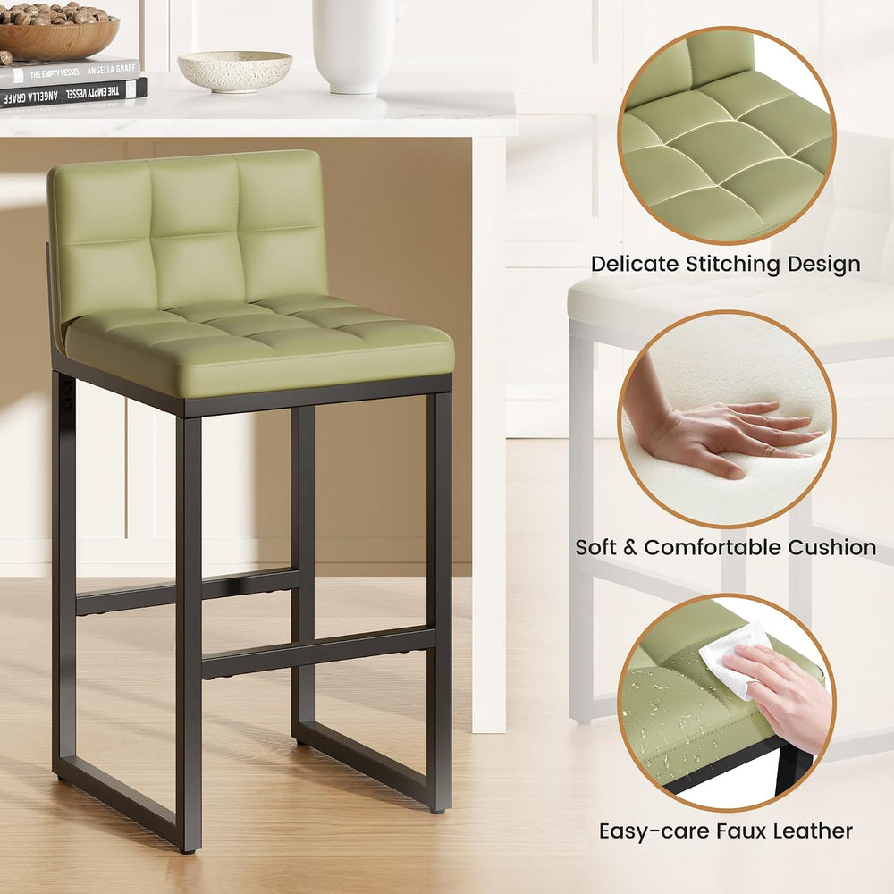 Bar Stools Set of 5, Modern Counter Height Bar Stools, Green