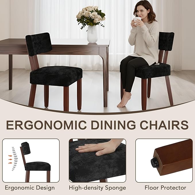 GOTMINSI Mid Century Modern Dining Chairs,Velvet Farmhouse Upholstered Kitche...