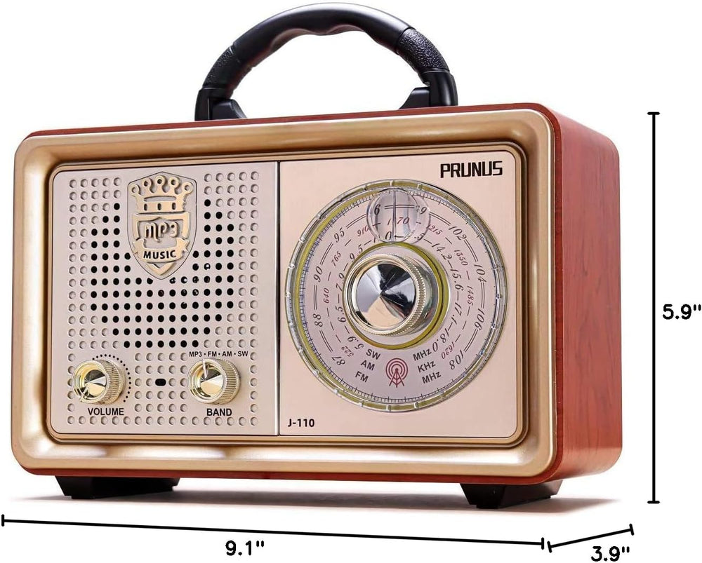 PRUNUS J-110 Radio Portable AM FM, Plug in Wall AC Power&Battery Operated