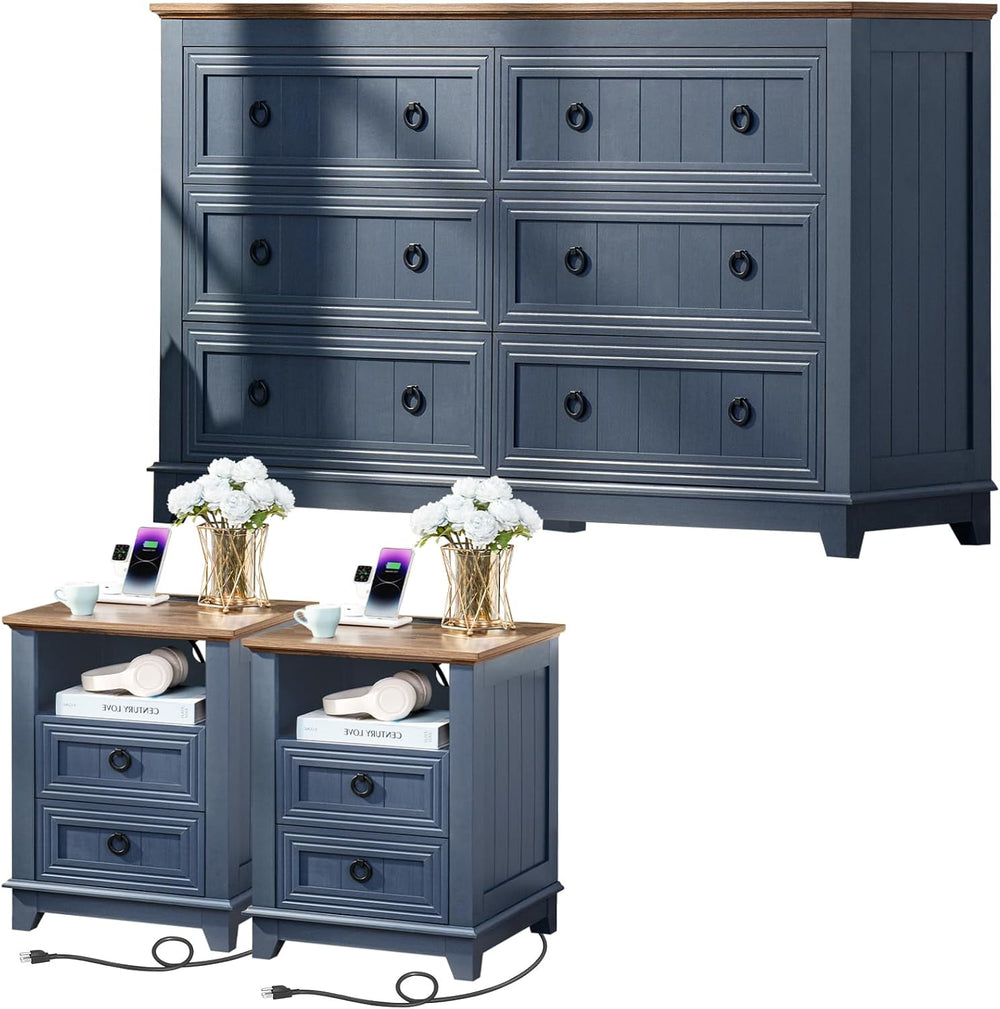 Joaxswe Farmhouse Dresser and Nightstand Set 3 for Bedroom