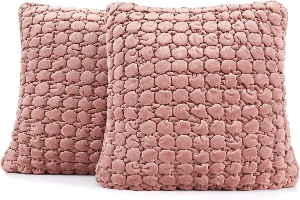 Velvet Throw Pillow Covers 18x18 Set of 2 Pink Cushion Case
