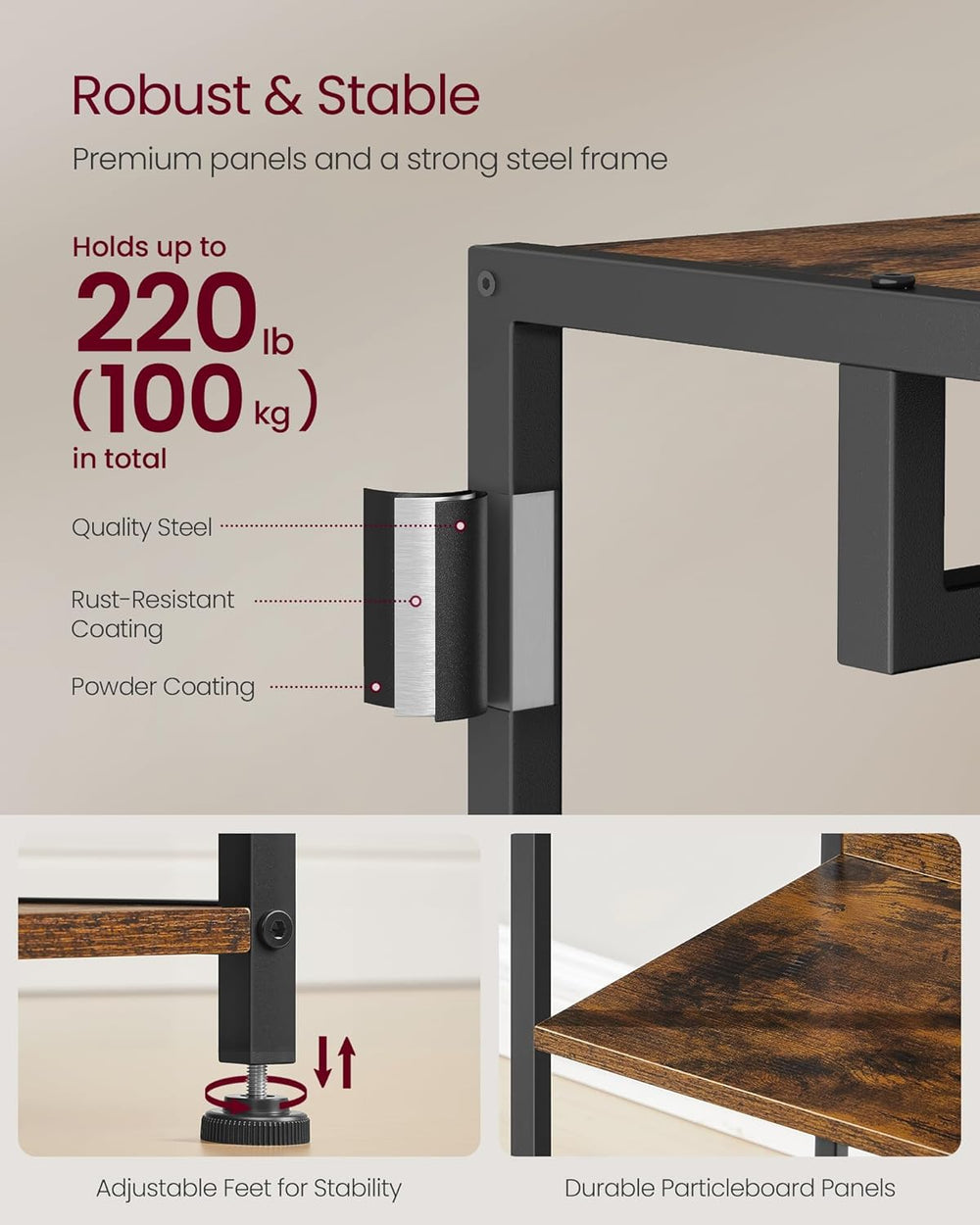 VASAGLE Coat Rack, Freestanding Hall Tree with Shelves, Hanging Rail, and Hoo...
