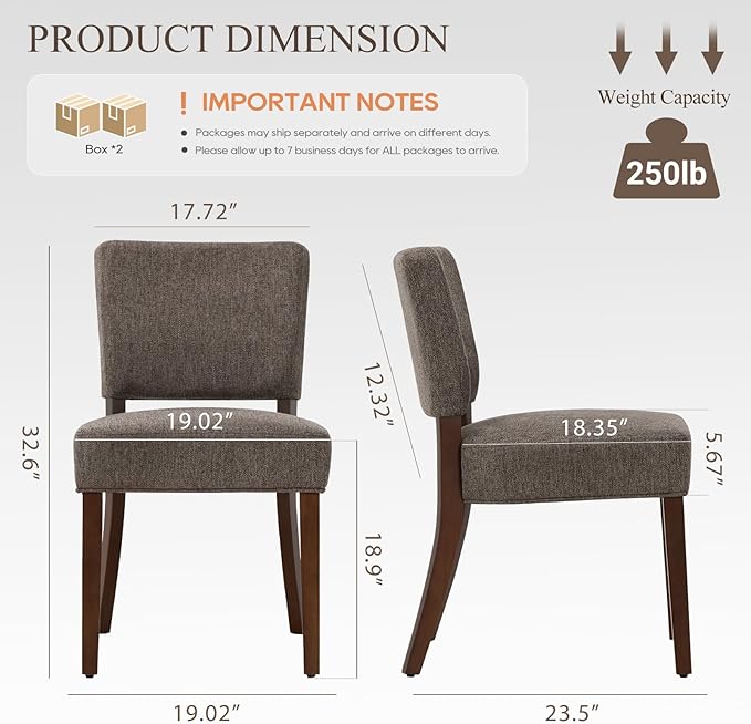 Upholstered Dining Chairs Set of 4, Fabric Kitchen Chairs with Padded Seat &a...