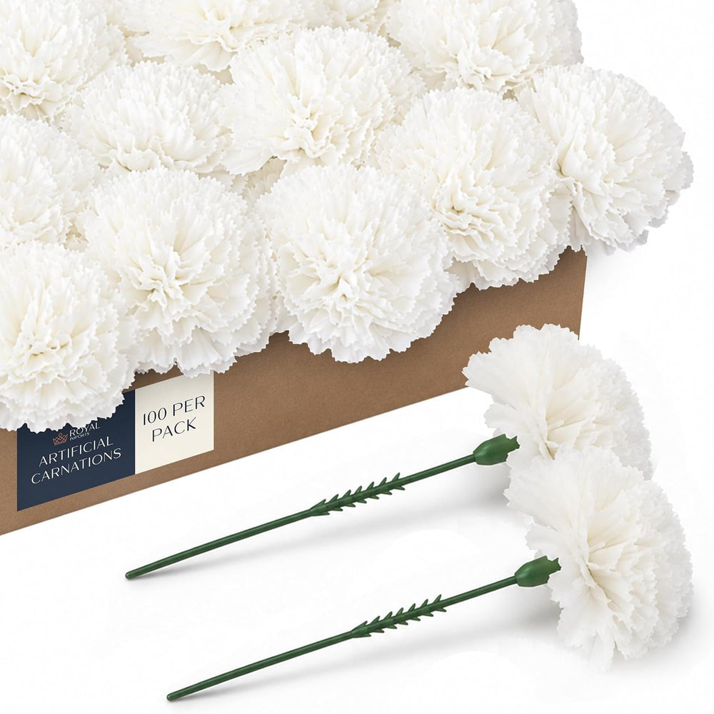 Royal Imports Carnation Artificial Flowers for Weddings โ White 100pk