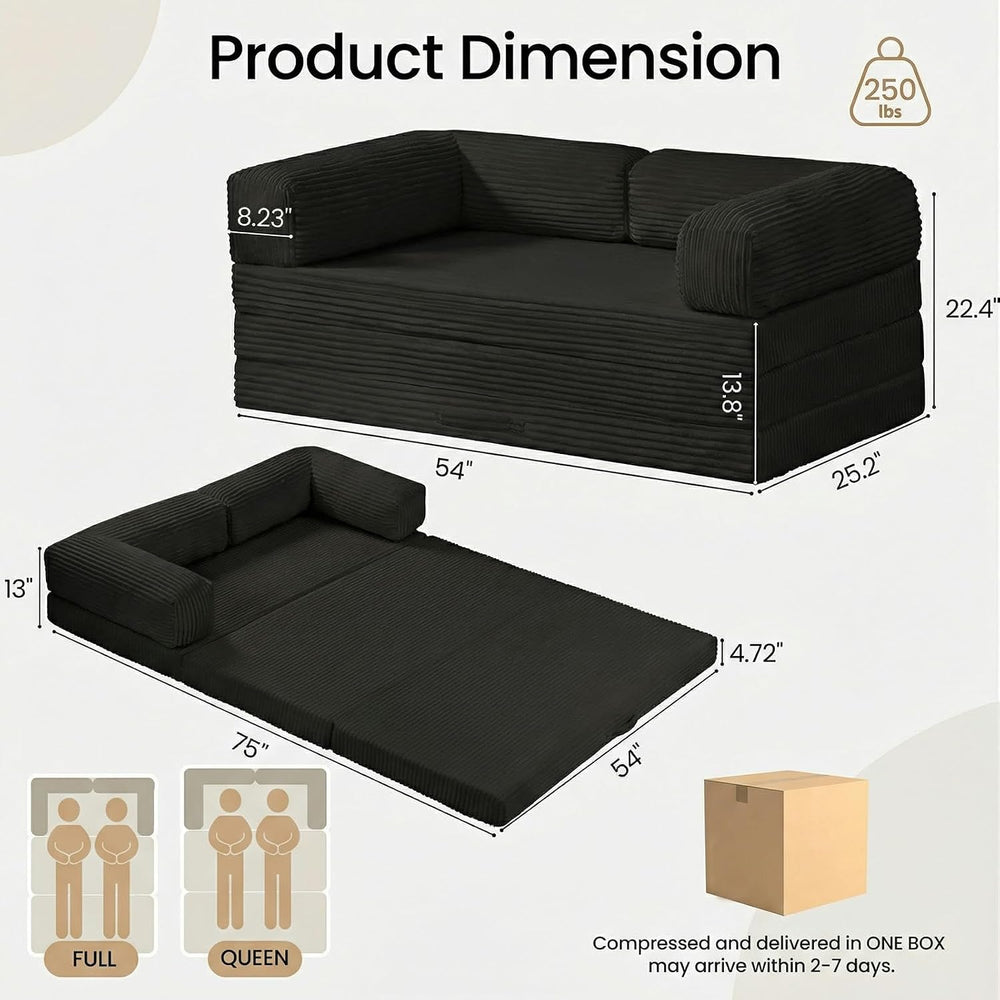 Erament Futon Sofa Bed, Convertible Tri-Folding Mattress Foldable Mattress wi...