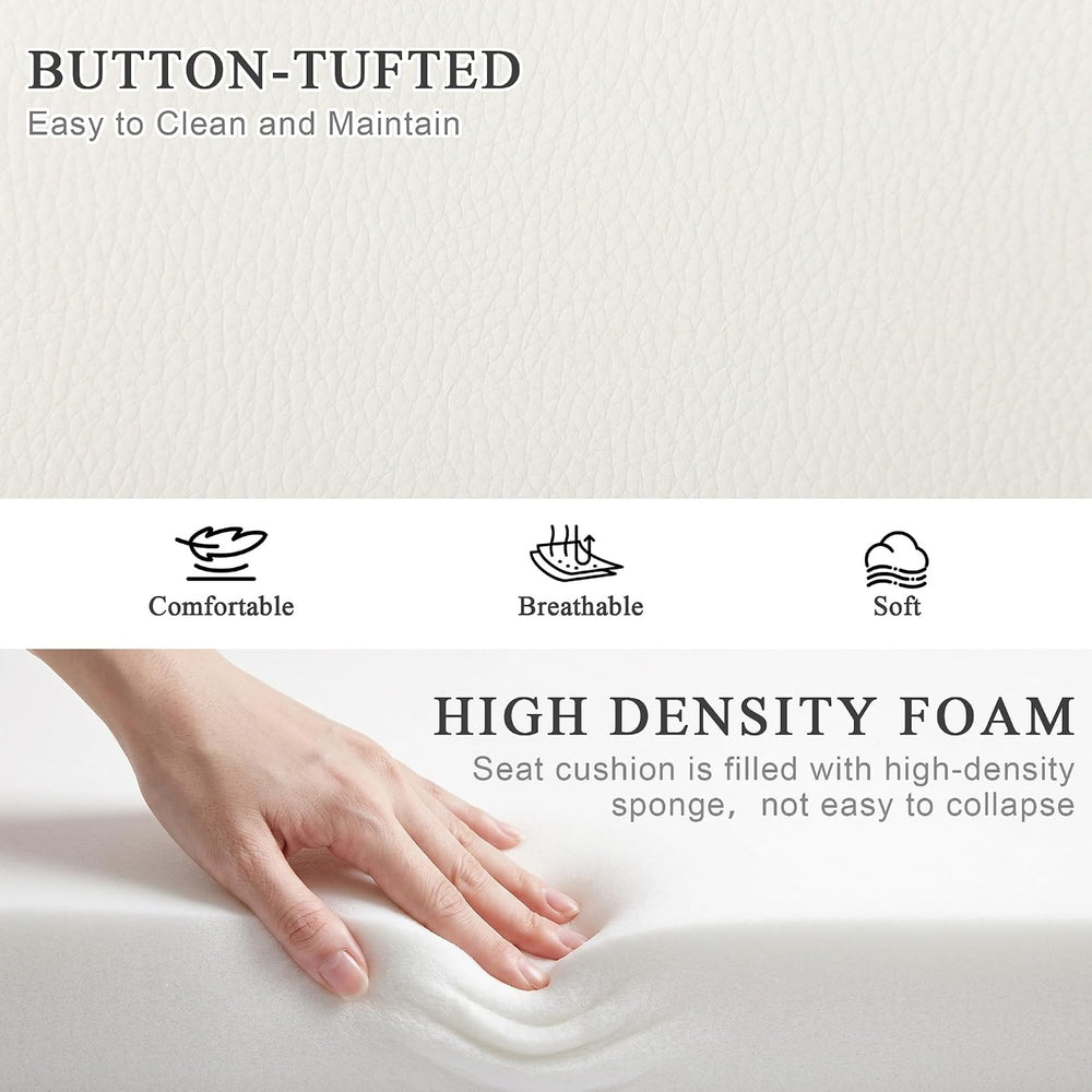 DUHOME Button-Tufted Ottoman Bench, Upholstered Footrest Stool Rectangular Di...