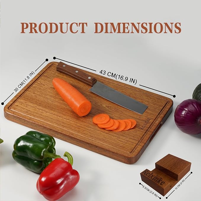 Solid Teak Wood Cutting Board One Piece Non Glued Large Thick Crack Resistant