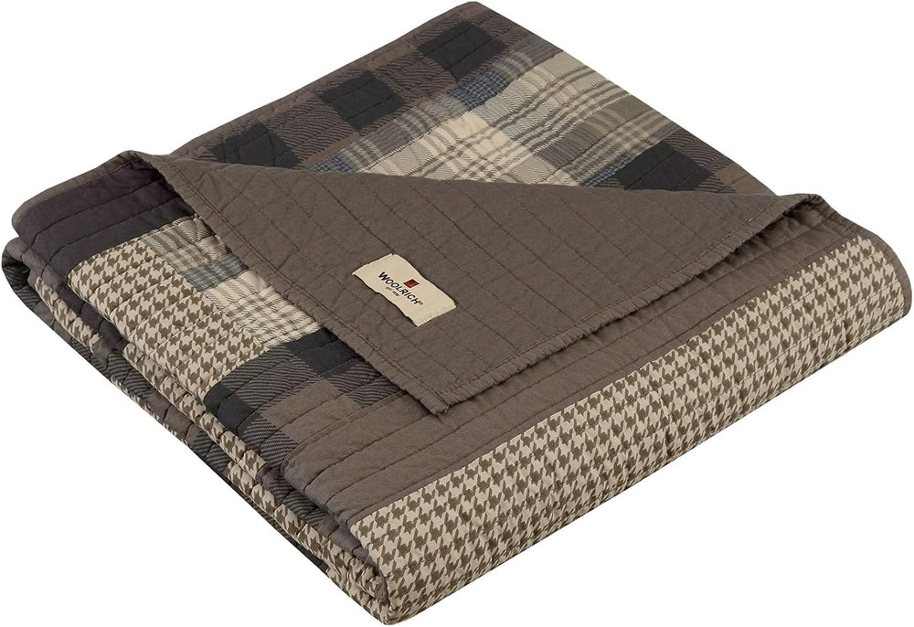 Woolrich Luxury Quilted Throw - Cabin Lifestyle, Patchwork with Moose Design ...