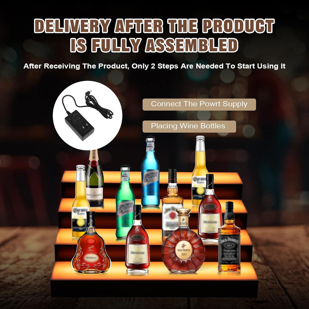 Dollate 4-Tier 16 Inch LED Liquor Bottle Display Shelf, Tabletop Wine Rack, 1...