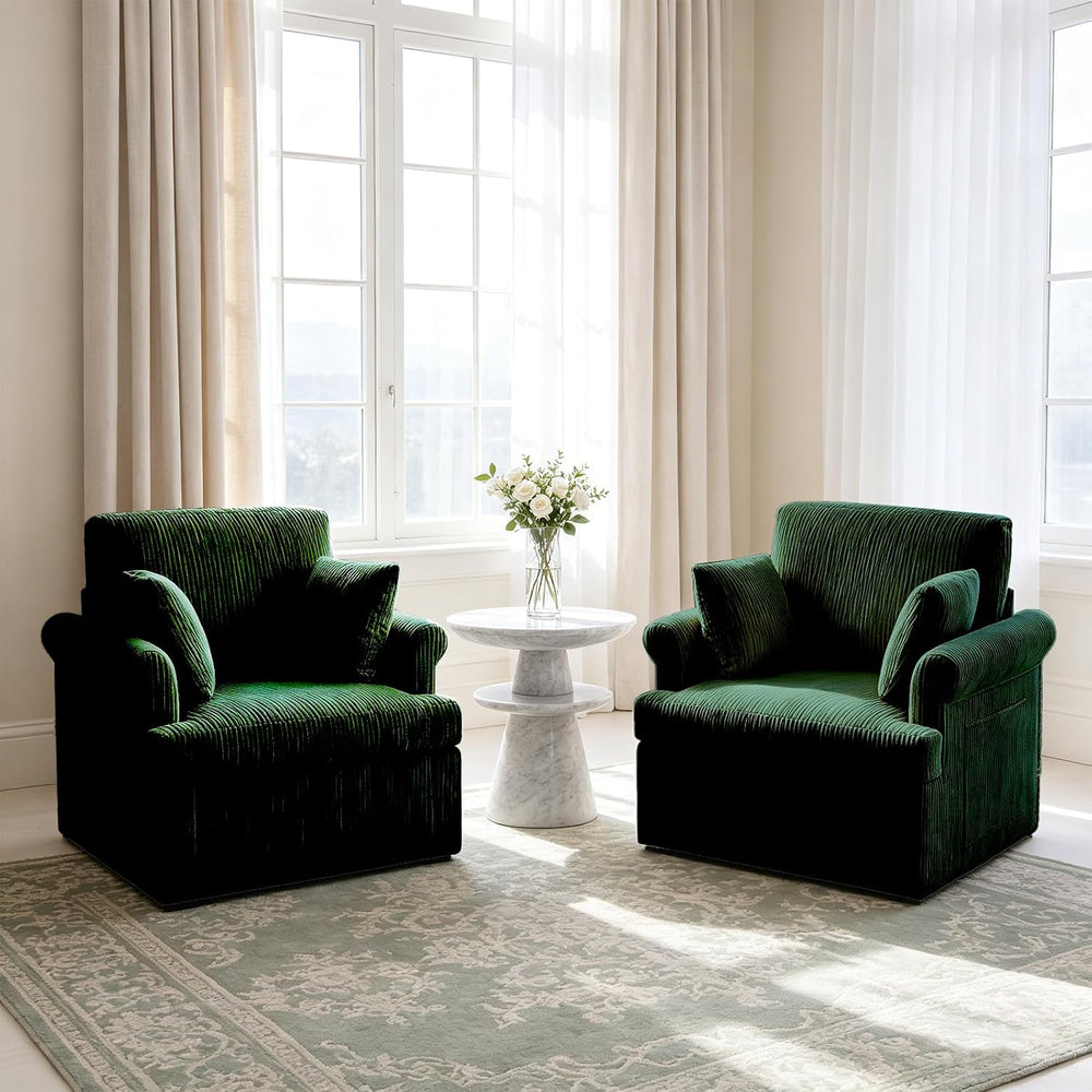 Garvee 39" Modern 360 °Swivel Accent Chair,Large Corduroy Accent Chairs ...