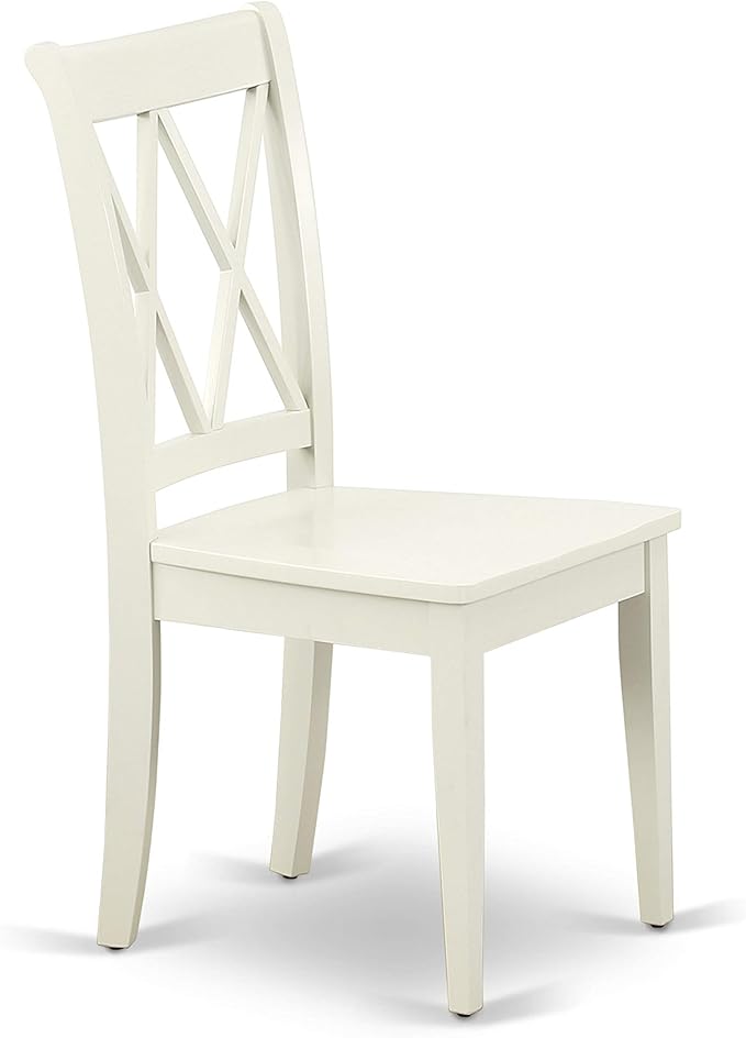 East West Furniture CLC-LWH-W Clarksville Dining Room Chairs - Double Cross B...