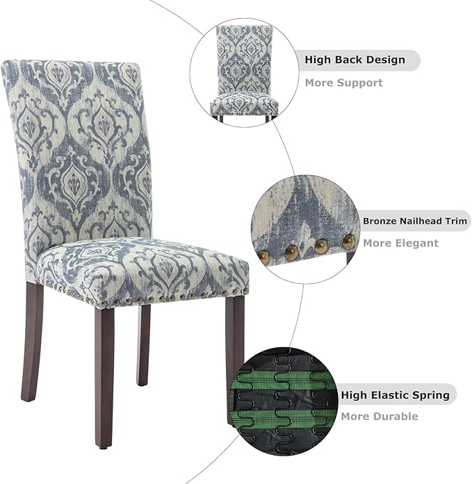 COLAMY Upholstered Parsons Dining Chairs Set of 6, Fabric Dining Room Kitchen...