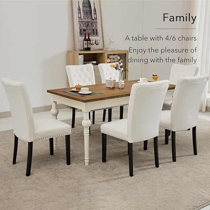 Velvet Dining Kitchen Chair Set of 2, Parsons Upholstered Dining Room Chair, ...