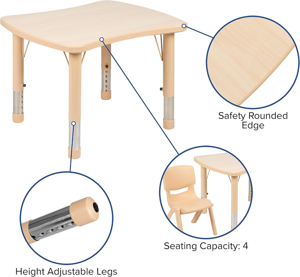 Flash Furniture Wren 21.875"W x 26.625"L Rectangular Natural Plasti...