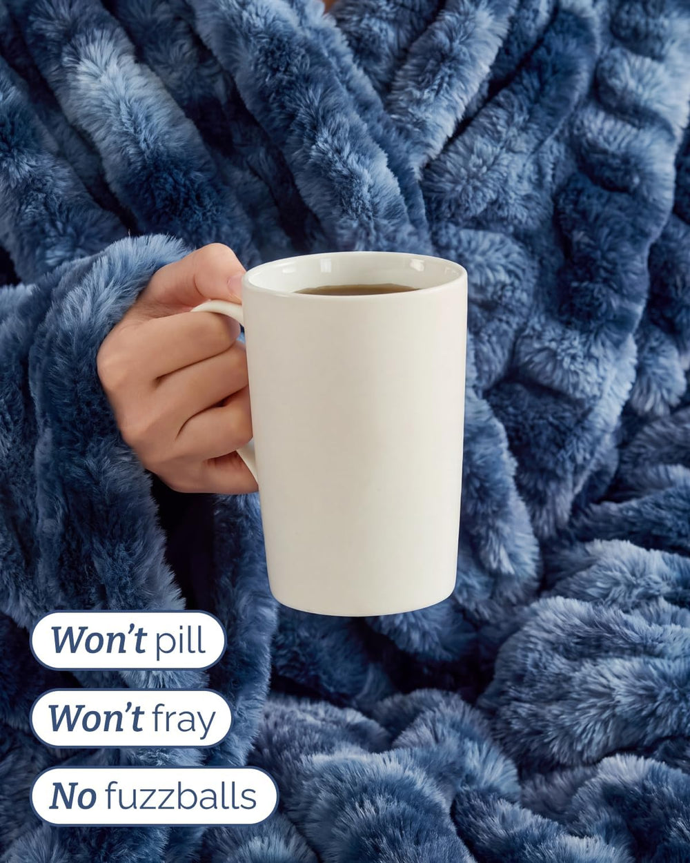 Faux Fur Throw Blanket - Throw Size Bubble Blanket - 50" x 60", Mar...
