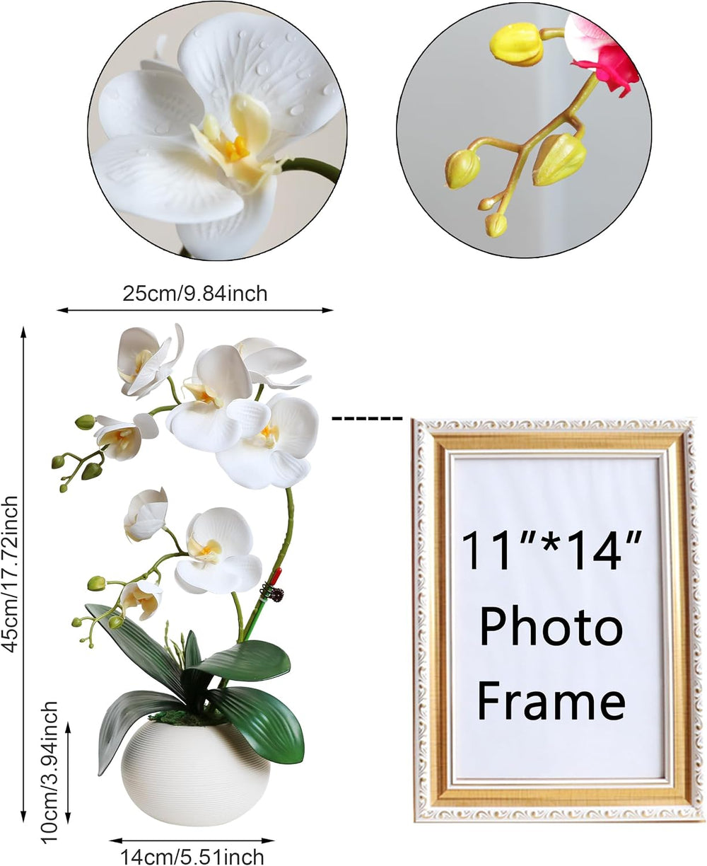 Forlaoers Tall 17" White Real Touch Orchid Artificial Flowers with Vase ...