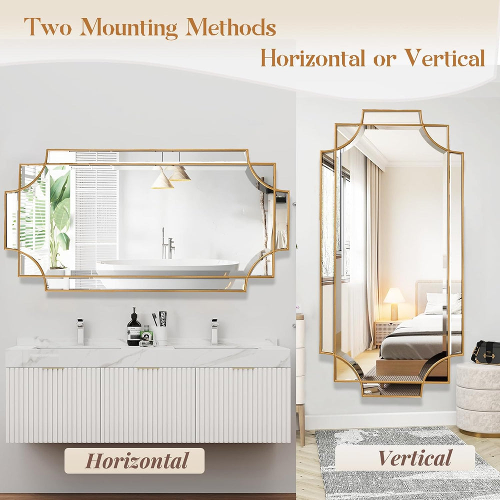 Gold Mirror for Wall, 24"x48" Large Decorative Mirrors for Wall Dec...