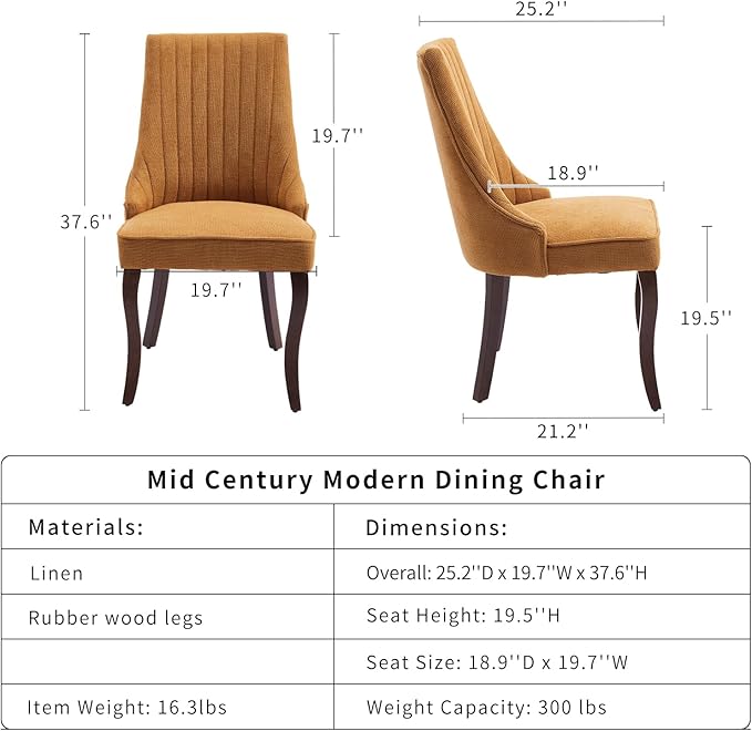 Gold Mid Century Dining Chairs Set, Modern Kitchen & Dining Room Chairs, ...