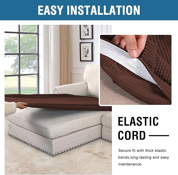 H.VERSAILTEX Super Stretch Individual Chaise Cover Sectional Couch Covers