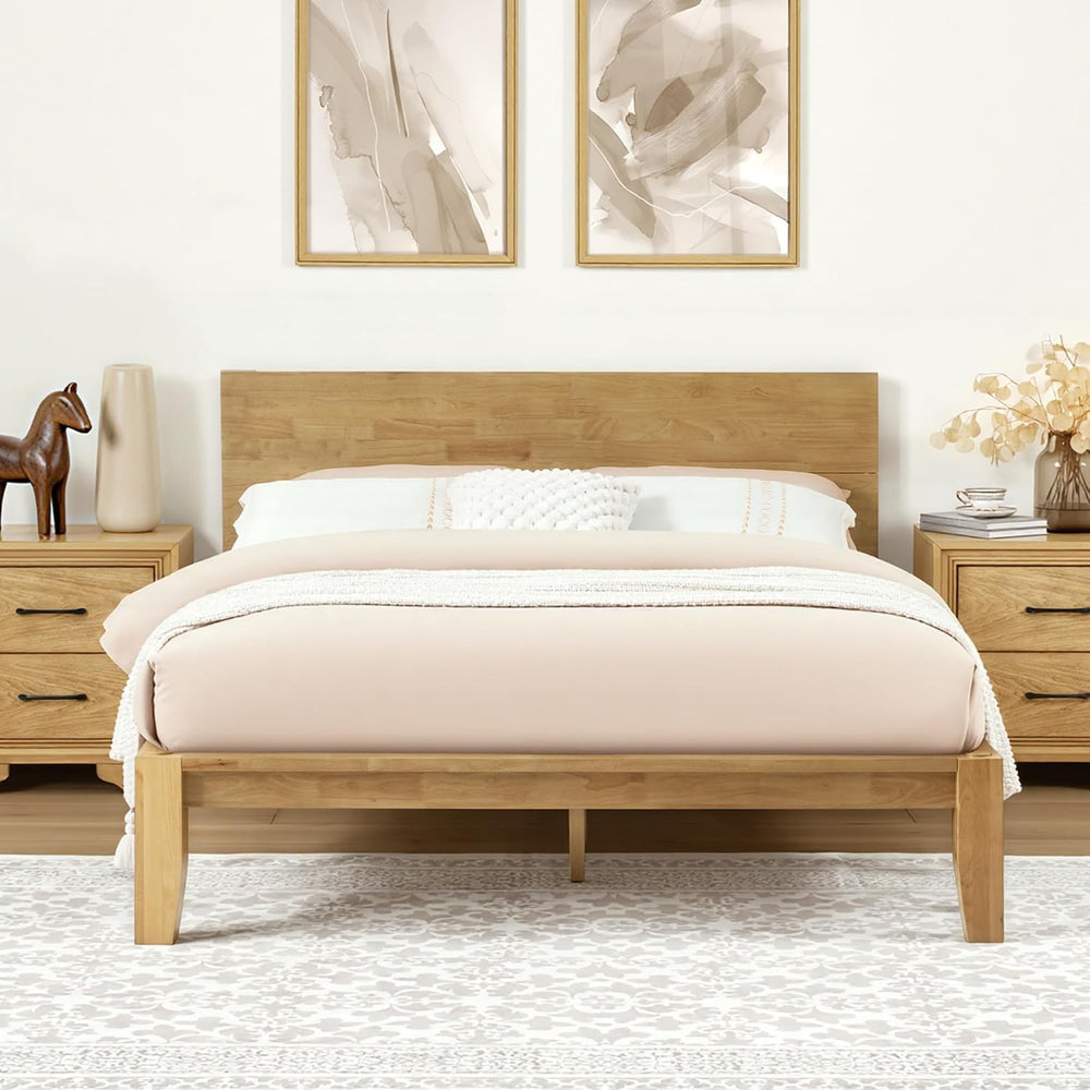 Softa Mikor Queen Japanese Joinery Bed Frame, Solid Wood, No-Tool Setup