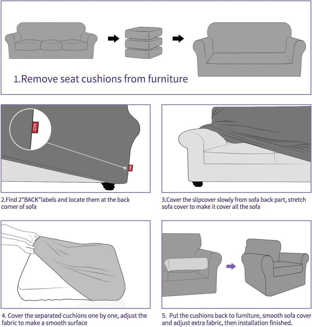 ZNSAYOTX 2 Piece Chair Covers for Living Room with Arms Anti Slip Stretch Arm...