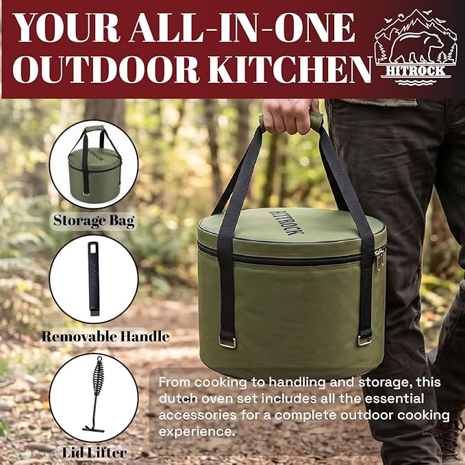HITROCK Cast Iron Camp Dutch Oven