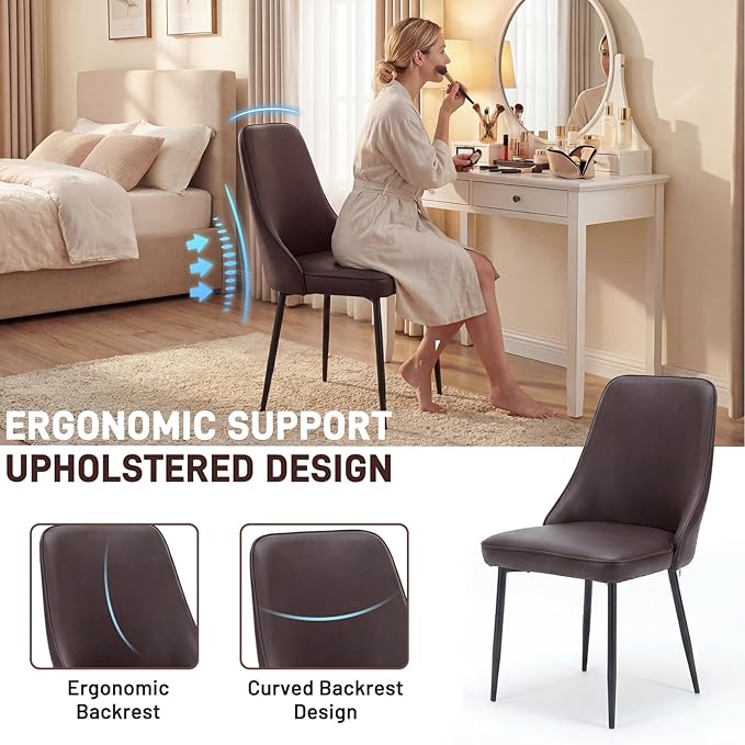 Modern Dining Chairs Set of 6, Faux Leather Upholstered Dining Room Chair Kit...