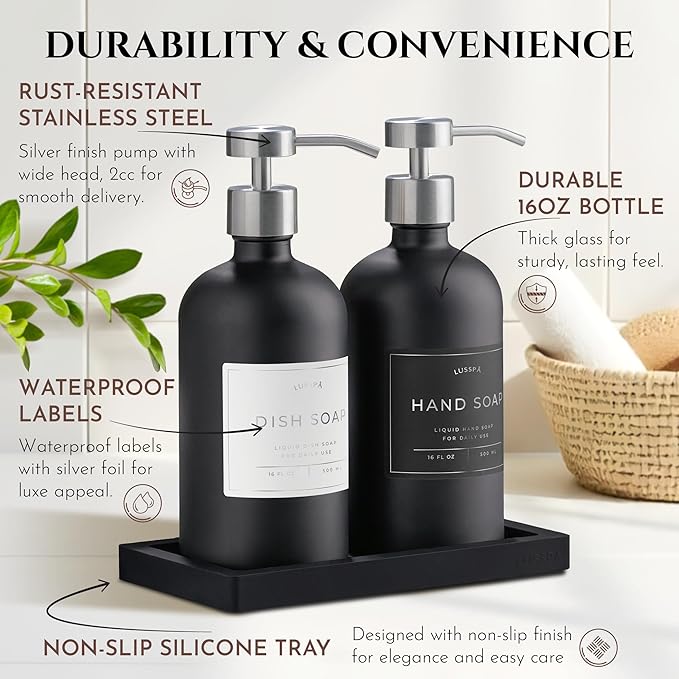 Glass Soap Dispenser Set of 2