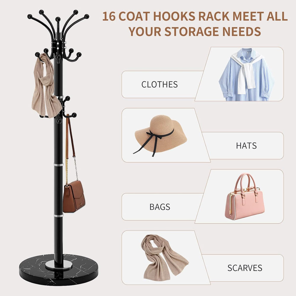 Modern Metal Coat Rack Stand, Coat Rack Freestanding with Natural Marble Base...