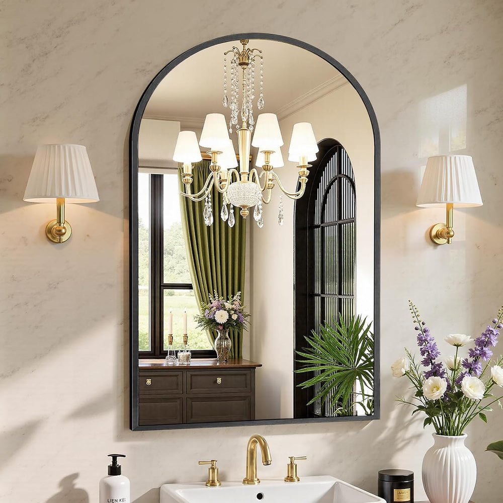 Sweetcrispy 24"x36" Arched Black Bathroom Mirrors for Wall, Vanity ...