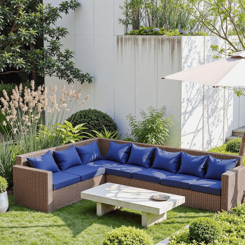 PatioGlow Outdoor Seat Cushion Set 24 x 24 x 4 Inch, Waterproof & Fade Re...