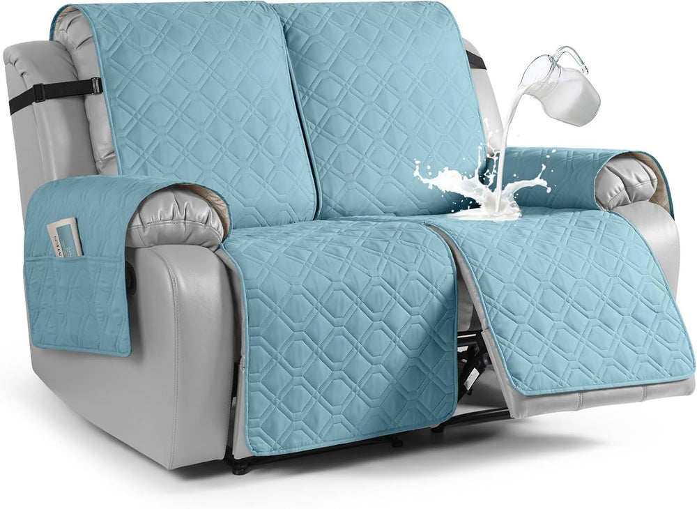 VANSOFY Waterproof Recliner Loveseat Covers Washable, Azuree,2 Seater