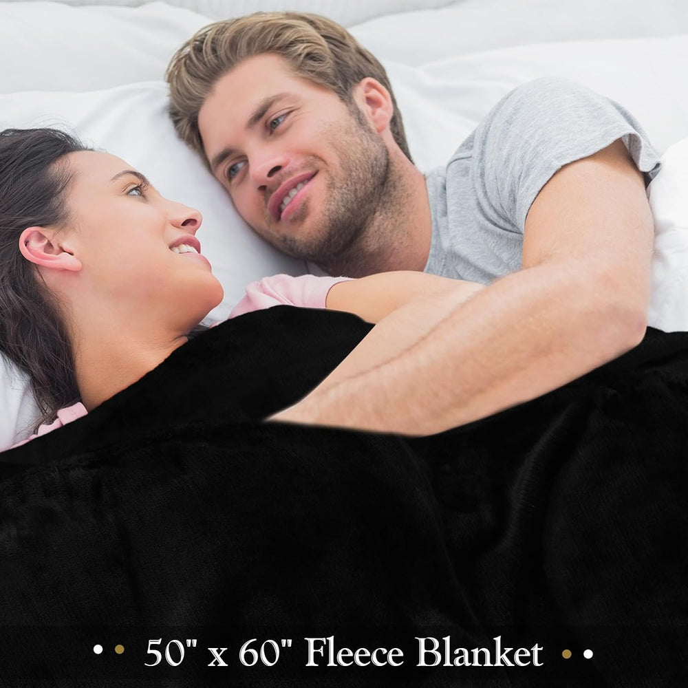 4 Pcs Fleece Throw Blanket Soft, Black, Dark Gray, 50'' X 60''