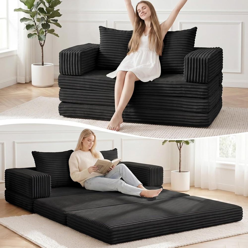 Boneless Loveseat Sofa Bed,Small Couch Bed Futon Sleeper Sofa,Convertible Pul...