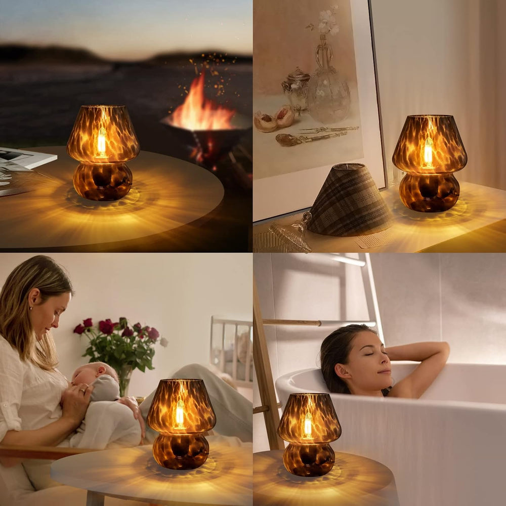 ONEWISH Mushroom Lamp Small Vintage Table Lamp for Bedroom Nightstand, Bedsid...