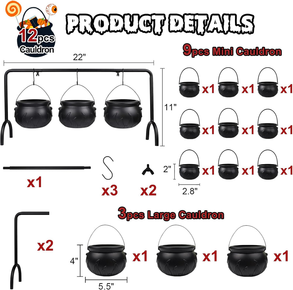 12 Pcs Cauldron Halloween Party Decorations Witches Cauldron Bowls