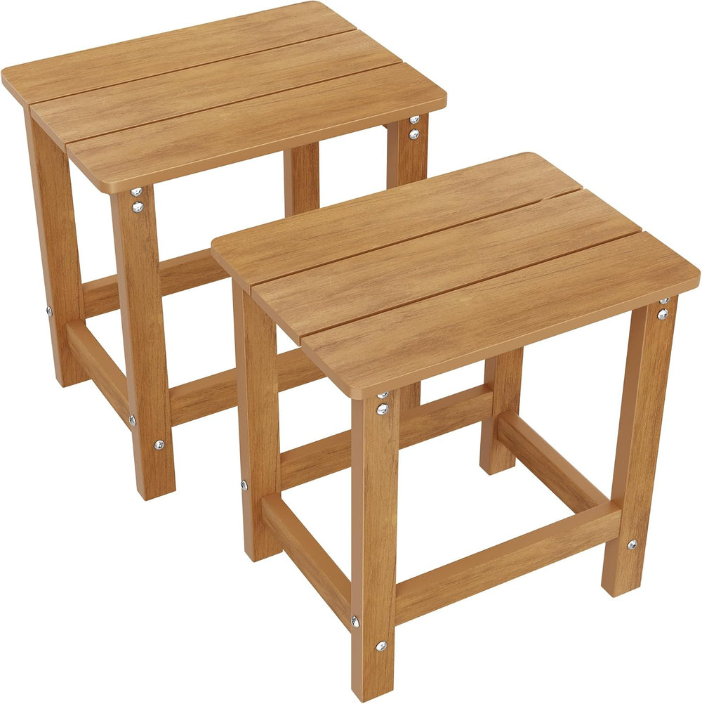 MXIMU Outdoor Side Table Set of 2, Adirondack Table, All Weather, Teak