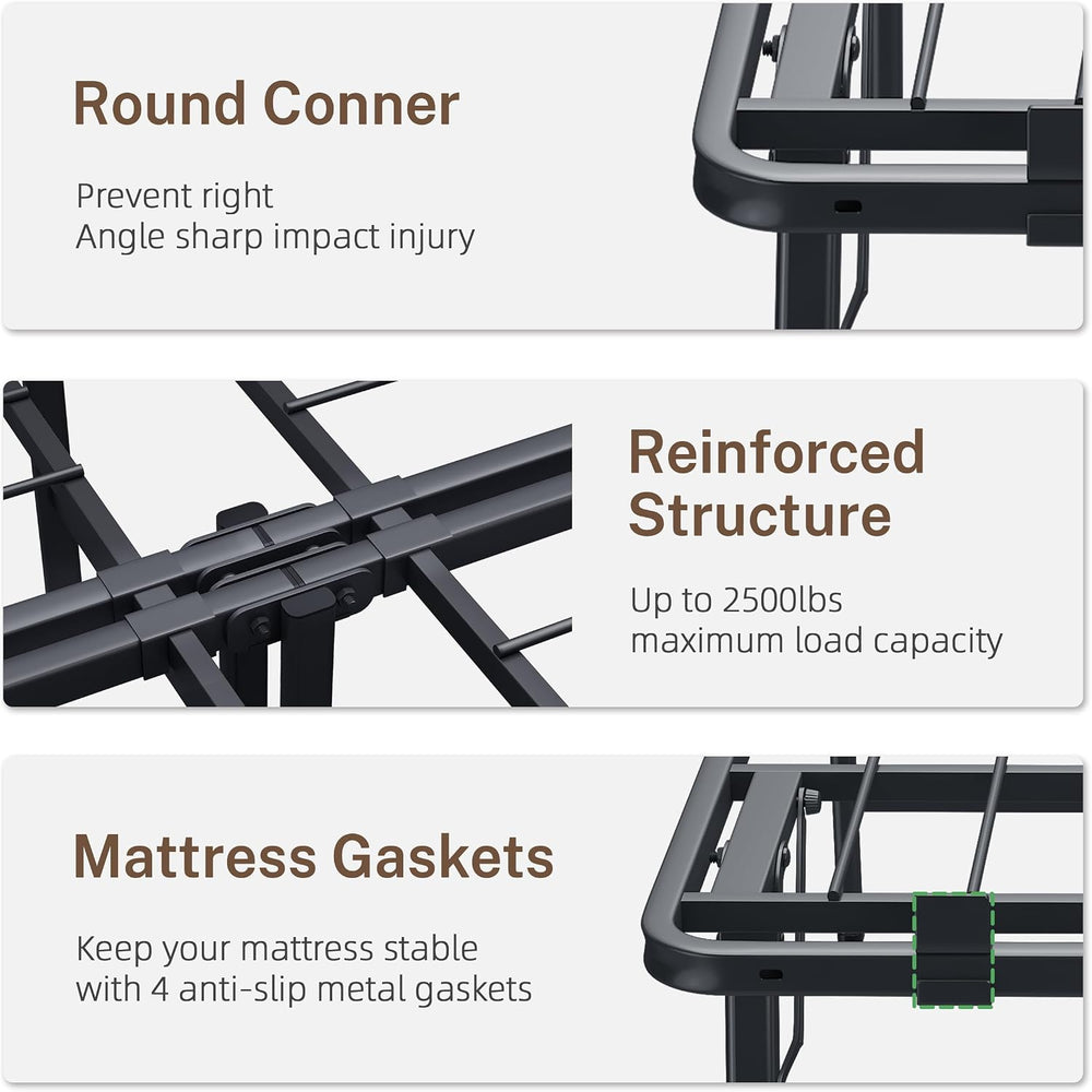 VIPSHOW 18 Inch Twin Metal Folding Bed Frame,Tool-Free Assembly Platform