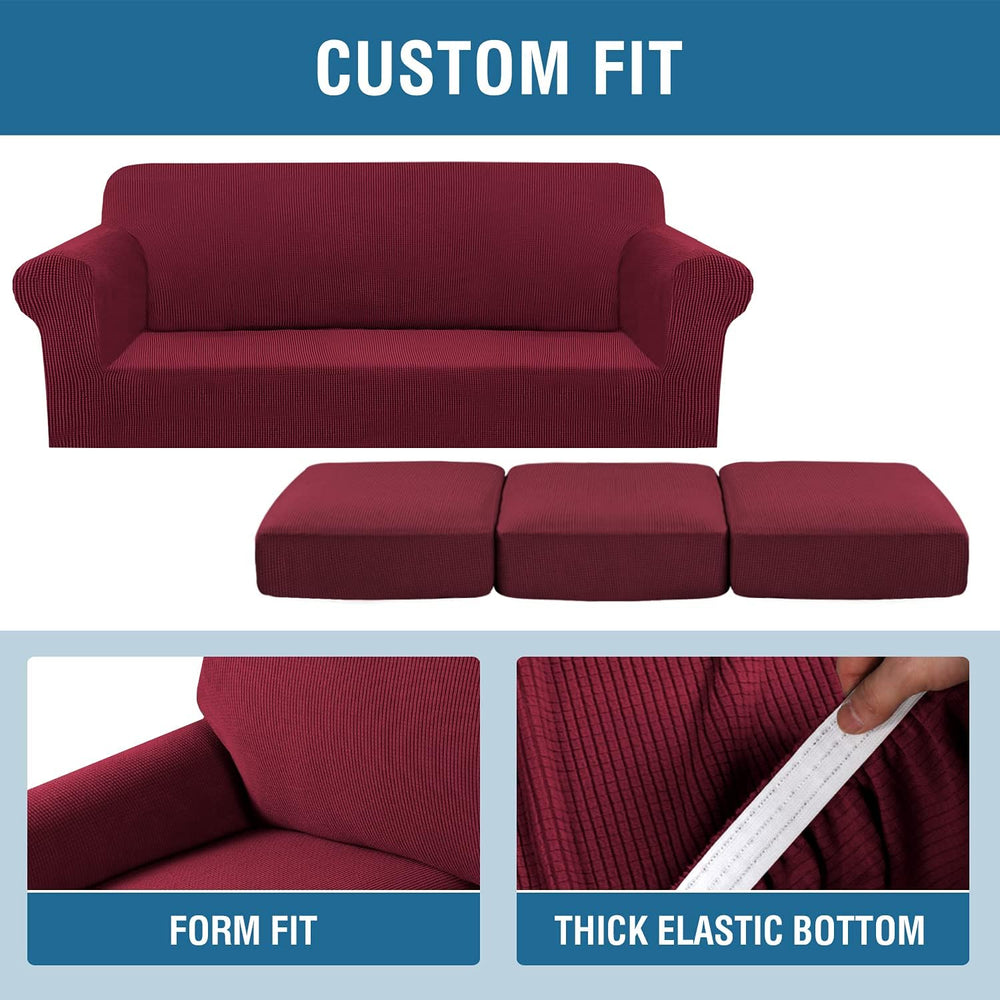 H.VERSAILTEX 4 Piece Stretch Sofa Covers for 3 Cushion Couch Covers for Livin...