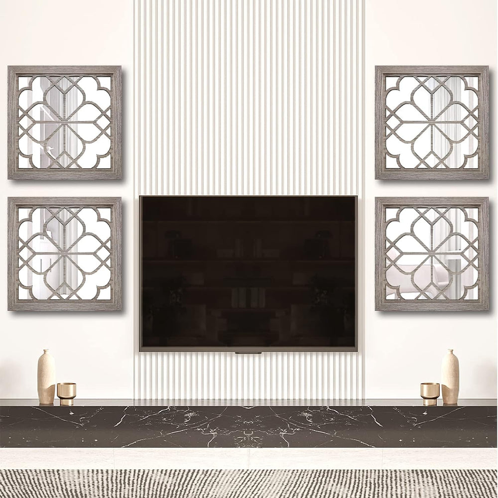 Wocred Set of 4 Mirrors Square Wall Mirror,Gorgeous Rustic Farmhouse Accent M...